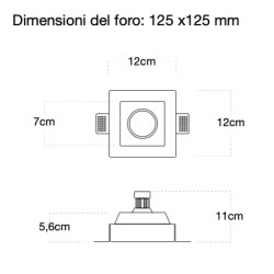 PORTAFARETTO QUADRATO IN GESSO X1 GU10 CON ALETTE FISSE12cm x 12cm PROFONDITA' 11cm