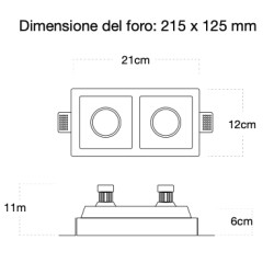 PORTAFARETTO DA INCASSO DOPPIO IN GESSO CERAMICO X 2 GU10 FORO 21X11,5 PROFONDITA' 11CM