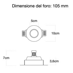 PORTAFARETTO SLIM TONDO IN GESSO CON ALETTE FISSE 1XGU10 10 X 10 7cm - Brunelleschi cod. 010