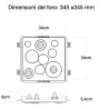 PORTAFARETTO DA INCASSO IN GESSO CERAMICO 34X34 H9 COMPLETO DI PORTA LAMPADA ANTISHOCK 3 GU10 E MOLLA X BLOCCO BIANCA