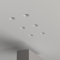 PORTAFARETTO DA INCASSO IN GESSO CERAMICO X 1 GU10 COMPLETO DI PORTALAMPADA E MOLLA FERMAFARETTO LACCATA BIANCA FORO 10CM TONDO