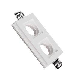 PORTAFARETTO DOPPIO IN GESSO X2 GU10 ALETTE FISSE17,5cm x9,5cm PROFONDITA' 8cm