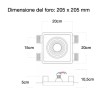 PORTAFARETTO DA INCASSO IN GESSO CERAMICO X 1 GU10 VORTICE FORO 20X20 OROFONDITA' 10CM
