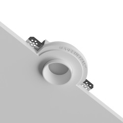 PORTAFARETTO DA INCASSO IN GESSO CERAMICO CON GHIERA IN METALLO BIANCO SPORGENTE PER 1 GU10 COMPLETO DI PORTALAMPADE DIAMETRO12