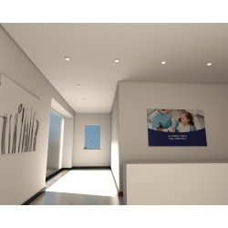 PORTAFARETTO DA INCASSO IN GESSO CERAMICO CON GHIERA IN METALLO BIANCO SPORGENTE PER 1 GU10 COMPLETO DI PORTALAMPADE DIAMETRO12