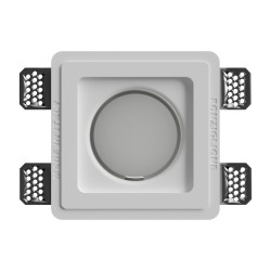 PORTAFARETTO DA INCASSO IN GFESSO CERAMICO 15X15 H5,5 COMPLETO DI PORTA LAMPADA GX53 CON ALETTE REGOLABILI
