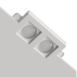 PORTAFARETTO DOPPIO IN GESSO X2 GU10 ALETTE FISSE17,5cm x9,5cm PROFONDITA' 8cm