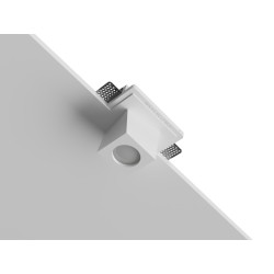 PORTAFARETTO DA INCASO IN GESSO CERAMICO 14X14 H3,5 DALLA FORMA CUBICA CON ASSE DISALLINEATO SPORGENZA 7CM