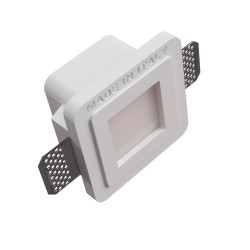 PORTAFARETTO DA INCASSO IN GESSO CERAMICO 10X10 H8,5 CM COMPLETO DI PORTA LAMPADA ANTISHOCK MINIGU10 DIFFUSORE E MOLLA DI BLOCC
