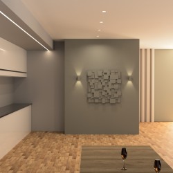 PORTAFARETTO DA INCASSO IN GESSO CERAMICO 12X12 H7,5 CM COMPLETO DI PORTA LAMPADA ANTISHOCK GU10 MOLLA DI BLOCCO BIANCA CON ALE