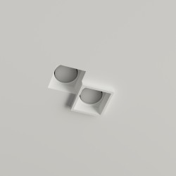 PORTAFARETTO DA INCASSO IN GESSO CERAMICO 28X22 H7 COMPLETO DI PORTA LAMPADA 2 GX53 ALETTE REGOLABILI