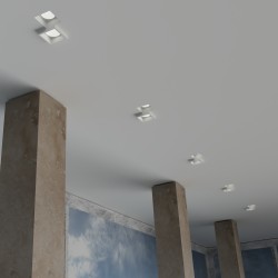 PORTAFARETTO DA INCASSO IN GESSO CERAMICO 28X22 H7 COMPLETO DI PORTA LAMPADA 2 GX53 ALETTE REGOLABILI