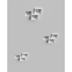 PORTAFARETTO DA INCASSO IN GESSO CERAMICO 33X30 H7 COMPLETO DI PORTA LAMPADA 3 XG53 CON ALETTE REGOLABILI