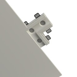 PORTAFARETTO DA INCASSO IN GESSO CERAMICO AD ANGOLO CON 3 PUNTI LUCE 20X20X11 H10CM COMPLETO DI PORTA LAMPADA GU10 E MOLLA BIAN