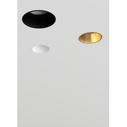 PORTAFARETTO DA INCASSO IN GESSO CERAMICO CON GHIERA A FILO ORO ER 1 GU10 DIAMETRO 12X12XH9CM COMPLETO DI PORTALMAPDE GU10