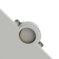 PORTAFARETTO DA INCASSO IN GESSO CERAMICO CON GHIERAIN METALLO ORO PER 1 GX53 DIAMETRO 13X13XH6,5CM