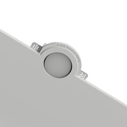 PORTAFARETTO DA INCASSO IN GESSO CERAMICO DIAMETRO 13 H 4,7 COMPLETO DI PORTA LAMPADA GX53 CON ALETTE REGOLABILI
