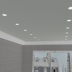 PORTAFARETTO DA INCASSO IN GESSO CERAMICO DIAMETRO 13 H 4,7 COMPLETO DI PORTA LAMPADA GX53 CON ALETTE REGOLABILI