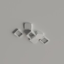 PORTAFARETTO DA INCASSO IN GESSO CERAMICO55 X 40 H5 COMPLETO DI PORTA LAMPADA 3 X GX53 CON ALETTE REGOLABILI