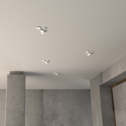 PORTAFARETTO DA INCASSO IN GESSO CERAMICO55 X 40 H5 COMPLETO DI PORTA LAMPADA 3 X GX53 CON ALETTE REGOLABILI