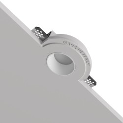 PORTAFARETTO DA INCASSO IN GESSO CERMAICO CON GHIERA A FILO BAINCA PER UNA GU10 DIAMETRO 12X12XH9 COMPLETA DI PORTALAMAPDE