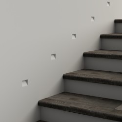SEGNAPASSI DA INCASSO IN GESSO CERAMICO COMPLETO DI CHIP LED ESCLUSO TRASFORMATORE 12,5X12,5 PROFONDITA 3,5CM