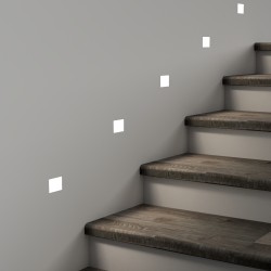 SEGNAPASSI DA INCASSO IN GESSO CERAMICO COMPLETO DI CHIP LED ESCLUSO TRASFORMATORE 12,5X12,5 PROFONDITA 3,5CM