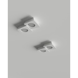 PLAFONE IN GESSO CERAMICO LINEA A DUE TRAPEZI 33X19 H6 COMPLETO DI PORTA LAMPADA 2 GX53