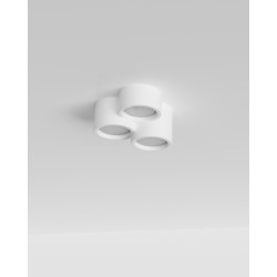 PLAFONE IN GESSO CERAMICO LINEA A TRE CILINDRI DI DIVERSE ALTEZZE COMPLETO DI PORTA LAMPADA 3 GX53