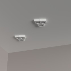 PLAFONE IN GESSO CERAMICO LINEA A TRE TRAPEZI 28X28 H5,5 COMPLETO DI PORTA LAMPADA 3 GX53