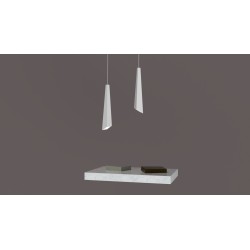 PENDENTE IN GESSO CERAMICO DALLA FORMA ASIMMETRICA 30X37 COMPLETO DI PORTA LAMPADA GU10, MOLLA BIANCA, FILO DA 1,5MT E COPPA IN