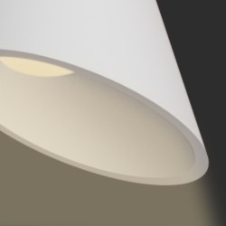 PENDENTE IN GESSO CERAMICO VERNICIABILE DALLA FORMA CONICA 27CM COMPLETO DI PORTA LAMPADA GU10,MOLLA BIANCA,FILO DA 1,5MT