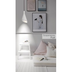 PENDENTE IN GESSO CERAMICO VERNICIABILE DALLA FORMA CONICA 27CM COMPLETO DI PORTA LAMPADA GU10,MOLLA BIANCA,FILO DA 1,5MT