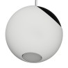 SOSPENSIONE A SFERA CON UNA PARTE DI METALLO NERO ATTACCO GX53 DIAMETRO 25CM CON CAVO BIANCO E COPPA BIANCA