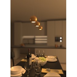 SOSPENSIONE IN METALLO A SFERA DIAMETRO 9CM ATTACCO GU10 COLORE BIANCO COMPLETA DI COPPA BIANCA  E CAVO TRASPARENTE