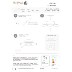 PLAFONE DA INCASSO IN GESSO CERAMICO FORMA A DISCO SOTTILE DIAMETRO19,9 H5,8 COMPLETO DI PORTA LAMPADA GX53