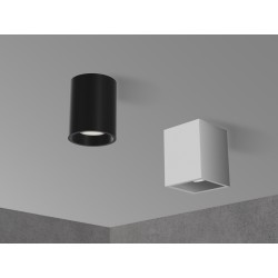 FIXED-R-N PLAFONE DA SOFFITTO ROTONDO IN METALLO NERO PER 1 GU10 FISSAGGIO CON FISCHER