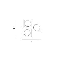 PLAFONE IN GESSO CERAMICO CON LINEA SQUADRATA 24X24 H9,5 COMPLETO DI PORTA LAMPADA 3 GX53