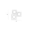 PLAFONE IN GESSO CERAMICO CON LINEA SQUADRATA 24X24 H9,5 COMPLETO DI PORTA LAMPADA 3 GX53