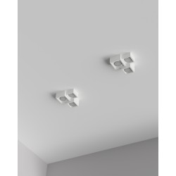 PLAFONE IN GESSO CERAMICO CON LINEA SQUADRATA 24X24 H9,5 COMPLETO DI PORTA LAMPADA 3 GX53