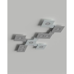 NIGHT PLAFONE IN GESSO CERAMICO CON LINEA SQUADRATA IN RILIEVO 28X22 H4,5 COMPLETO DI PORTA LAMPADA GX53