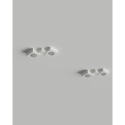 BLOCKING 2 PLAFONE IN GESSO CERAMICO CON LINEA TRAPEZOIDALE  28X28 H6 COMPLETO DI PORTA LAMPADA 2 GX53