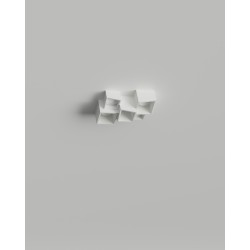 PLAP6 PLAFONE IN GESSO CERAMICO FORMATO DA CINQUE CUBI E PROFILO INFERIORE INCLINATO 37X25 H16 COMPLETO DI PORTA LAMPADA 5 GX53