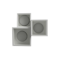 PLAP5 PLAFONE IN GESSO CERAMICO FORMATO DA TRE CUBI E FROFILO INFERIORE INCLINATO 24X23 H16 COMPLETO DI PORTA LAMPADA 3 GX53