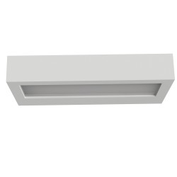 APPLIQUE A PARETE IN GESSO CERAMICO DALLA FORMA RETTANGOLARE 30X5 CM H 15 CON DOPPIA EMISSIONE COMPLETA DI DIFFUSORE ATTACCO 2X