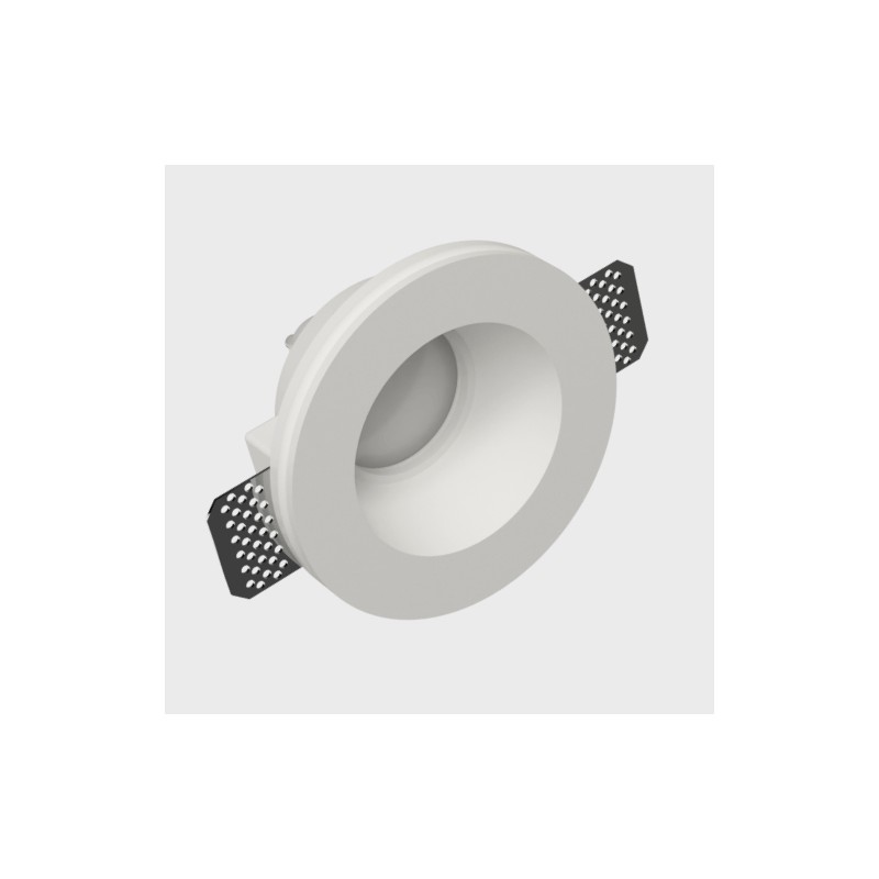 PORTAFARETTO TONDO IN GESSO X1 GU10 CON ALETTE FISSE DIAMETRO 12,5cm PROFONDITA' 9,5cm