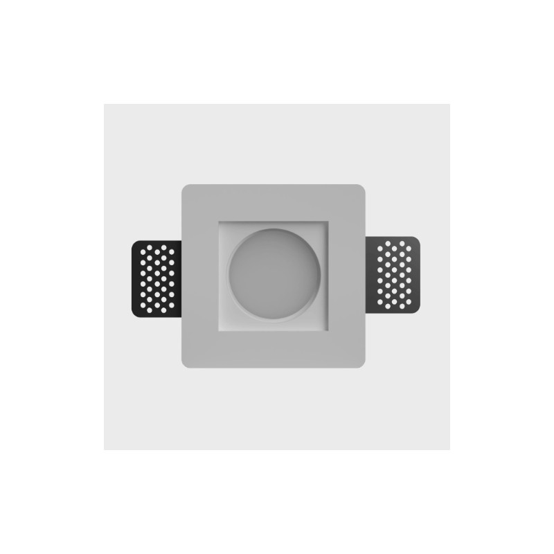 PORTAFARETTO QUADRATO SLIM IN GESSO X1 GU10 CON ALETTE FISSE9,5cm x 9,5cm PROFONDITA' 8,5 cod. 040