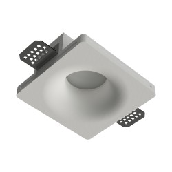 PORTAFARETTO QUADRATO CON FORO A IMBUTO IN GESSO X1 GU10 CON ALETTE FISSE12cm x 12cm PROFONDITA' 9,5cm csf 045