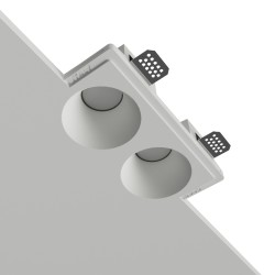 PORTAFARETTO DA INCASSO IN GESSO CERAMICO MOD 060 DOPPIO 24X13CM PROFONDITA 11,5CM COMPLETO DI PORTA LAMPADA 2X GU10 E MOLLA BI