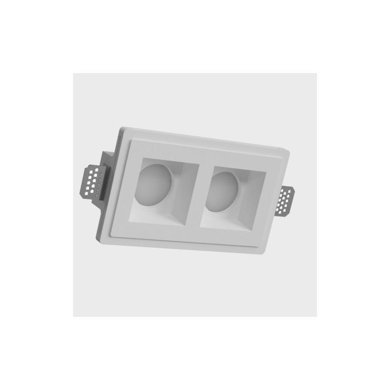 ORTAFARETTO DA INCASSO DOPPIO IN GESSO CERAMICO X 2 GU10 FORO 21X11,5 PROFONDITA' 11CM
